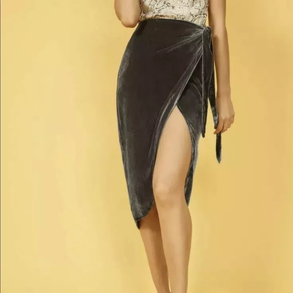 Reformation Amberleigh Velvet Wrap Skirt